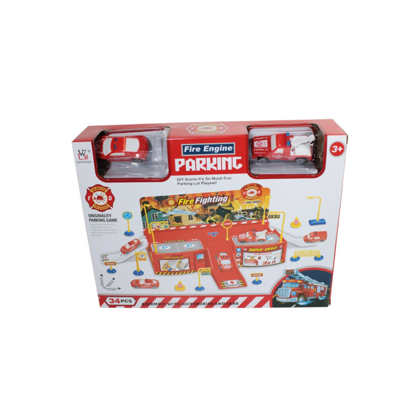 SET PARCARE CU MASINUTE POMPIERI LA CUTIE P668-181 (
